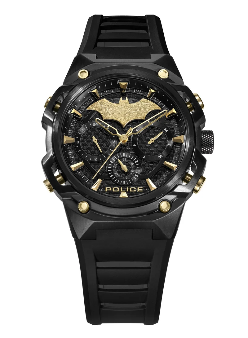 Crusader Black Dial Silicone Strap Multifunction Watch Set for Men, 46mm